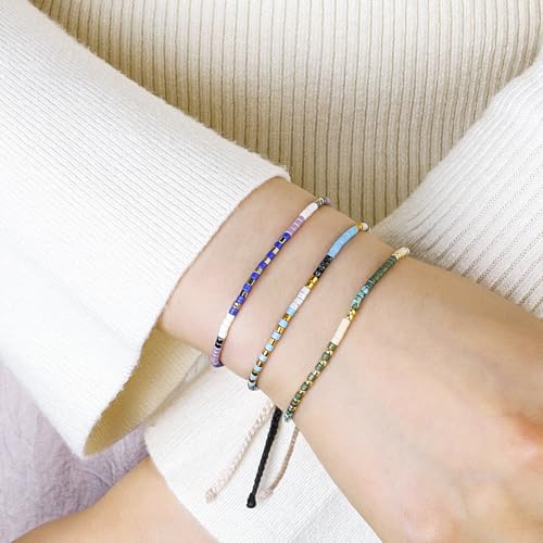Image of KELITCH Boho Women Crystal Shell Beaded Friendship Bracelets Handmade Strand Bracelet Bangles Jewelry