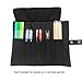 enyuwlcm Canvas Stationery Handmade Foldable Rollup Pencil Case Travel Pen Holder Wrap Black