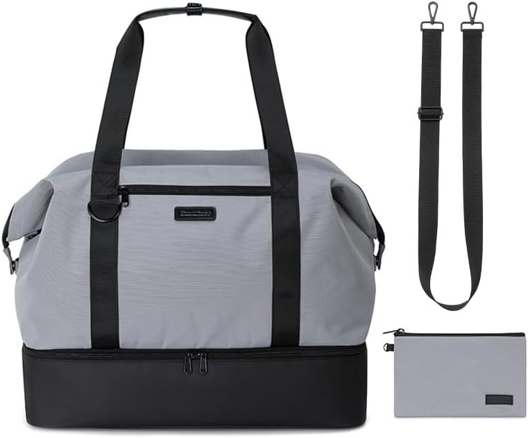 Coyoohousefoldable Travel Bag, Sports Bag, Gym Bag, Casual Daypack Bags, Dry Wet Separated Bags, shoes Compartment (GRAY)