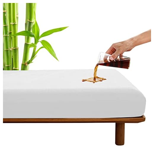 SPRINGSPIRIT Full Size Waterproof Mattress Protector, Cooling Bamboo Full Size Mattress Pad Cover, Fitted up to 14''Depth Pocket