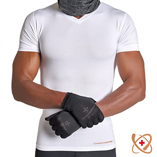 tommie copper core compression infrared full finger gloves non-slip touchscreen compatible warming gloves for stiffness
