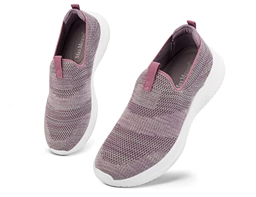 MaxMuxun Zapatillas de deporte para mujer, con soporte de arco, para caminar, zapatos de trabajo, sin cordones, con espuma viscoelástica, Purple, 39 EU Cover
