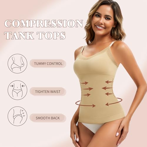 Image of Shapewear Camisoles for Women - Tummy Control Shapewear Tank Top Shaper Cami Black S
