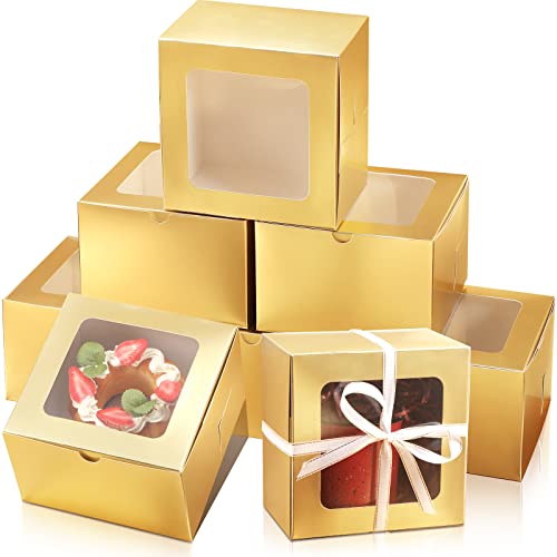 Thenshop 50 Pcs Cookie Boxes with Window, 6x6x4 Inch Bakery Box for Pastry