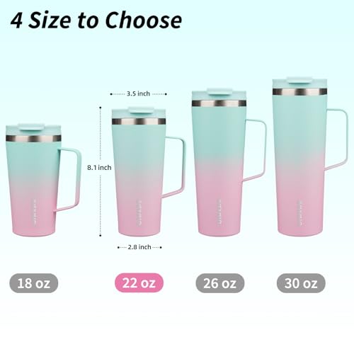 Image of BJPKPK 22oz Insulated Tumbler with Handle, Lid & Straw, Stainless Steel