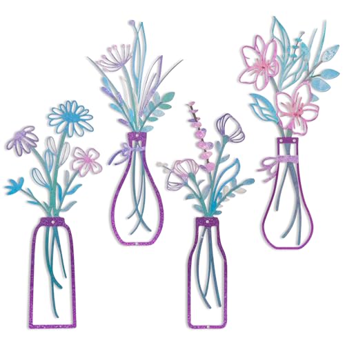 4 Pieces Metal Flowers Wall Arts Rustic Farmhouse Home Wall Decor