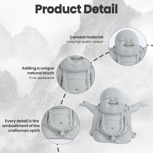 Estatua de Buda Risueño de Piedra Arenisca para Decoración miniatura 3