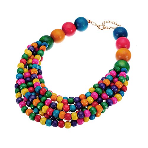 Mozhuo Boho Multilayer Wood Beaded Statement Necklace Chunky Collar Choker Bib Necklace For Women Novelty Jewelry Handmade (Multicolor Bohemia Collar Necklace) #TOP2