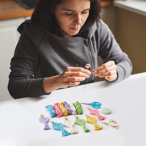 Freebloss 6 Set Creative Heart Macrame Keychain Kit Tassel Keychain For Bag Macrame Keychain Diy Kits For Beginners Macrame Heart Keychain Kit For Kids Adults #TOP4