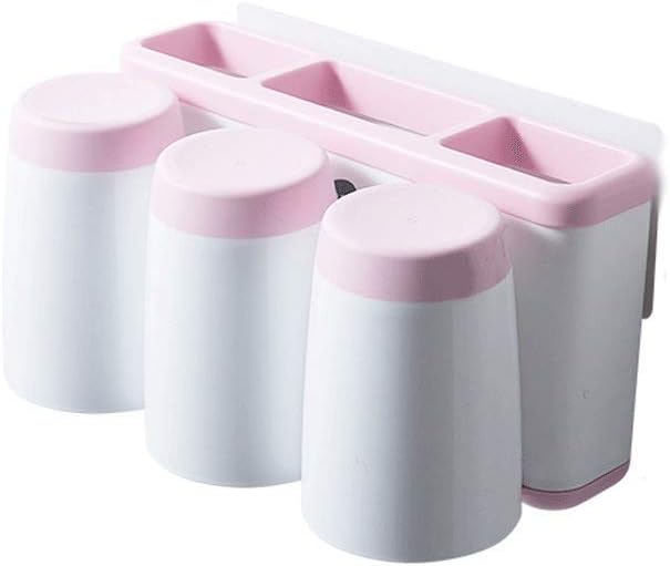 Toothbrush Holder Wall Mount 3 Cups Electric Storage Set,Plastic Tooth Brush Organizer for Bathroom,No Drilling Toothbrush/Toothpaste Stand(E)