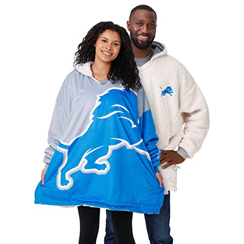 FOCO NFL Detroit Lions Unisex Reversible Oversized Sherpa Hoodeez