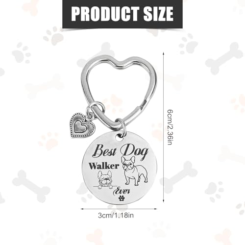 Schlüsselanhänger als Geschenk für Hundebesitzer, “Best Dog Walker Ever“ Süßer Schlüsselanhänger mit Hundeführer-Welpenmotiv Hund Schlüsselanhänger für Frauen Mütter (Französische Bulldogge)