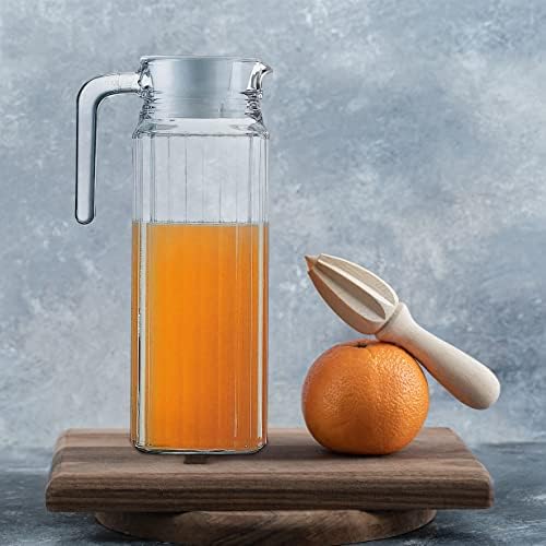 SPICOM Glassy Transparent Fridge Water Fruit Juices Liquors Jug with Lid Store and Ease in Pouring 1.2L Capacity 12 x 8 x 24 cm