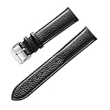PNESHGTT Correa de reloj pequeña y fresca for mujer, suave piel vacuno primera capa, compatible con Casio Dw Tissot Longines, patrón litchi for hombre(Black,16mm)