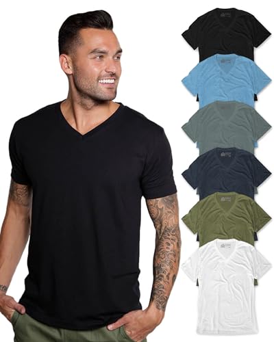 Image of Men's V-Neck T-Shirt Fitted Short Sleeve Soft Cotton Vneck Tees S-2XL