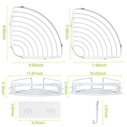 Steugo 2-Pack Corner Shower With 4 Hooks Adhesive, Bathroom Shower Rack Rust Resistant Sus304 Stainless Steel For Dorm Bathroom Kitchen Storage (White) #TOP4