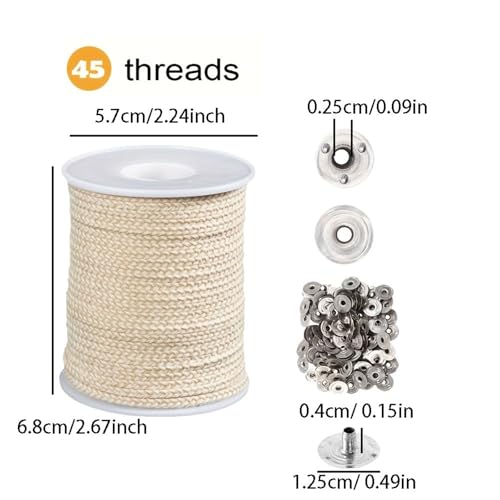 Pabilos de algodón para hacer velas 303 piezas con clips metálicos miniatura 2