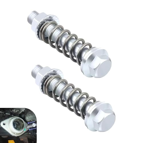 Zehiony 2 PCS Car Exhaust Manifold Bolts, M10 x 1.25 Vibration-reducing Flange Bolts with Spring Washer, Carbon Steel Rustproof Muffler Nut, Fastening Repair Accessory for Cars Trucks SUVs (Silver)