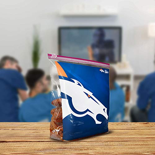 Ziploc Slider Storage Gallon Bag, Great For Grab-And-Go Snacking, Tailgating Or Homegating, 20 Count- Nfl Denver Broncos #TOP1