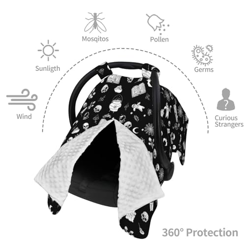 Image of Gothic Baby Car Seat Canopy Cover Multi Use Nursing Cover for Mom Nursing Covers Newborn Goth Shower Gift