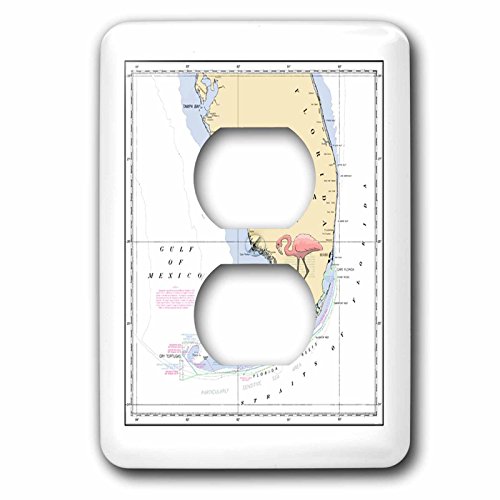 3dRose lsp_214253_6 Impresión de mapa náutico del sur de Florida con cubierta de enchufe de Flamingo 2