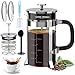 Prensa Francesa De Vidrio,Cafetera Prensa Francesa 1 Litro De Vidrio Resistente a Altas Temperaturas y Acero Inoxidable, Para Preparar Café o Tisana, Ideal Para Café Molido e Infusiones