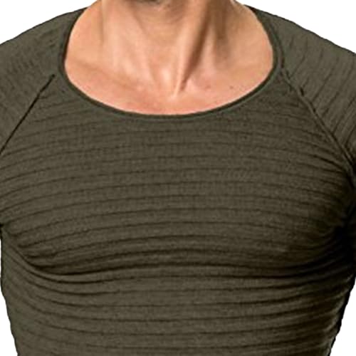 Men's Thermal Ribbed Slim Fit Long Sleeve Solid Knitted Soft Casual Sweater Classic Crew Neck Stretchy Pullover3