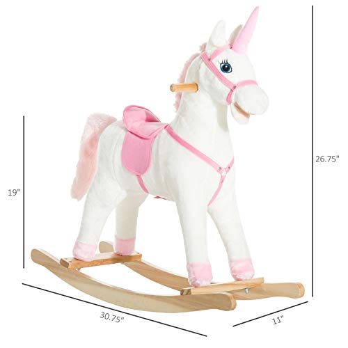 For Sale! SETMAG Warm Nice Chic Durable Kids Plush Rocking Horse Unicorn Ride on Toy Toddler Rocker ...