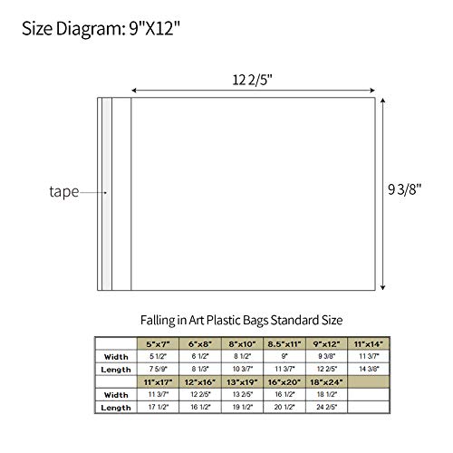 Acid Free 1.496Mil (Single Side) Crystal Sealed Clear Bags For 9X12 Art Prints, Photos, 9 3/8 Inches By 12 2/5 Inches, 25-Pack #TOP1