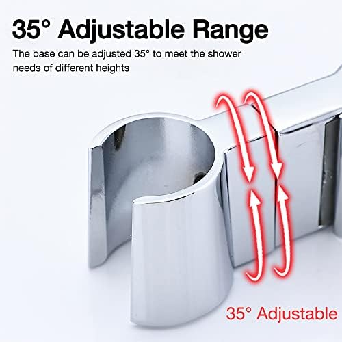 NAVESO Shower Head Holder Replacement, 35° Rotation Adjustable Shower Head Holder No Drilling, Universal Metal Shower Head Rail Slider Holder 20-25mm Anti Slip for Bathroom Shower Slider Pole Silver