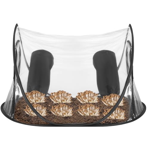 Mushroom Growing Still Air Box 83 x 53 x 49cm, Foldable Transparent Mushroom Grow Tent Kit, Portable Grow Bags, Mushroom Growing Kit Box for Mycology Spores, Plant Propagation Station