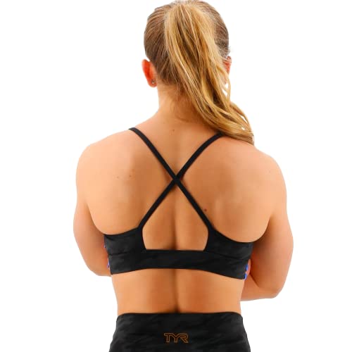 Tyr Women's Standard High Neck Performance Sports Bra, Black Camo, Medium #TOP2