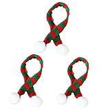 Ankelesz 3Pcs Santa Mini Scarf, Xmas Miniature Scarf Pet Striped Knitted Scarf for Christmas Wine Bottle Decoration DIY Crafts (Green)