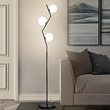 Lámpara de pie de vidrio de tres luces de mediados de siglo, sala d