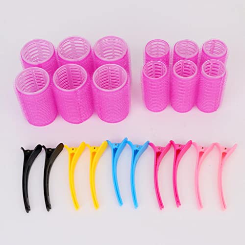 Self grip hair roller set with Hair roller set 12 pcs,Heatless hair curlers,Hair rollers for Long hair,Medium and Short