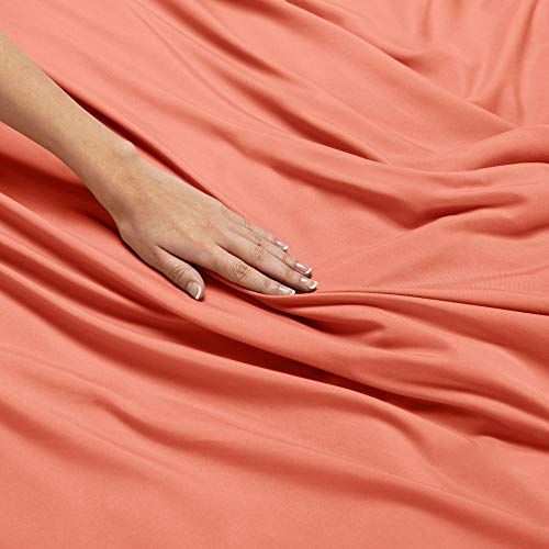 Nestl Deep Pocket King Sheets: 4 Piece King Size Bed Sheets With Fitted Sheet, Flat Sheet, Pillow Cases - Extra Soft Microfiber Bedsheet Set With Deep Pockets For King Sized Mattress - Misty Rose #TOP5