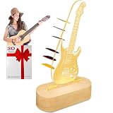 Light Up Guitar Pick Holder – Guitar Shaped Pick case decor with Wooden Base for Picks Storage and Display,Cool Guitar Accessories Stuff Music Gifts for men Players Guitarists