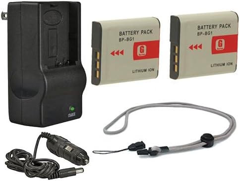 High Capacity Batteries (2 Units) + AC/DC Travel Charger Compatible with Panasonic Lumix DMC-LX3 + Krusell Multidapt Neck Strap (Black Finish)