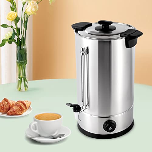 Image of 3.7 Gallon Electric Hot Water Dispenser, 1400W Stainless Steel Commercial Water Boiler and Warmer, 110V Temp Adjustable Tabletop Tea Coffee Urn for Parties (3.7Gal Sliver)