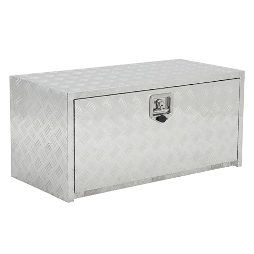 GOCAPTAIN Trailer Tongue Box, Heavy Duty Storage With Lock and Keys, Utility Truck Tool Box Storage Organizer, Tool Chest for Pickup Truck Bed, RV, 30x18 x18 (30"x18"x18"- Sliver) by GOCAPTAIN - Used condition - US$78.87