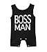 Moore Newborn Baby Boys Sleeveless Boss Man Print Romper Black Jumpsuit Playsuit Outfits (Black, 0-6 Months)