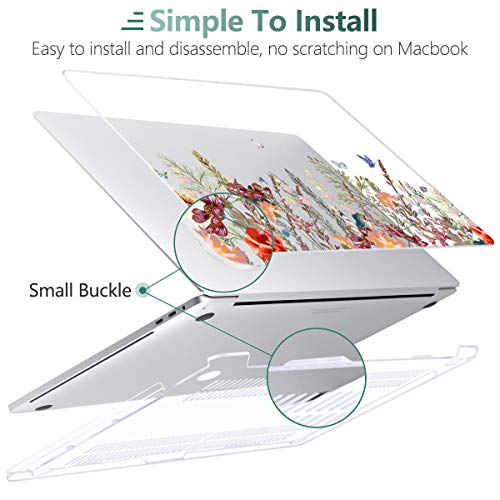 Dongke Compatible With Macbook Pro 13 Inch Case 2022 2021 2020 Release Model: M2 M1 A2338 A2251 A2289, Hard Shell Case Cover For Macbook Pro 13 Inch With Touch Bar Fits Touch Id, Floral Illustration #TOP4