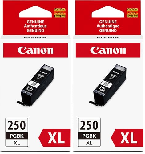 Image of Canon PGI-250XL Genuine Pigment Black Ink Tank,Compatible with MG6320,IP7220 & MG5420,MX922,MG5520,MG6420,MG7120,iX6820,iP8720,MG7520,MG6620,and MG5620 Printers,(Pack of 2)