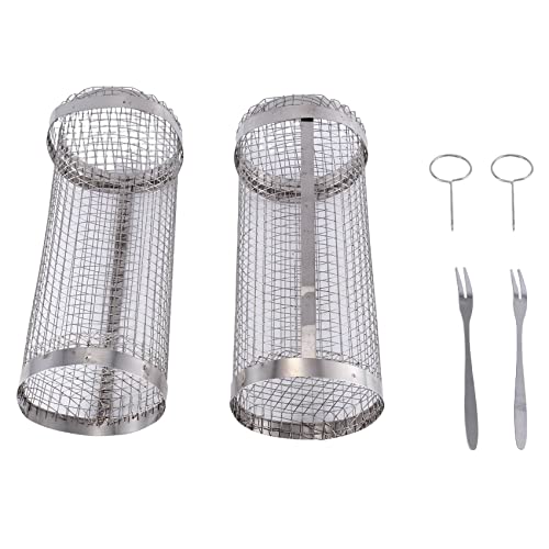 Begchy Cesta con Ruedas para Barbacoa Cesta con Cilindro de de Acero Inoxidable para Acampar Picnics Rejilla Redonda para Barbacoa al Aire Libre