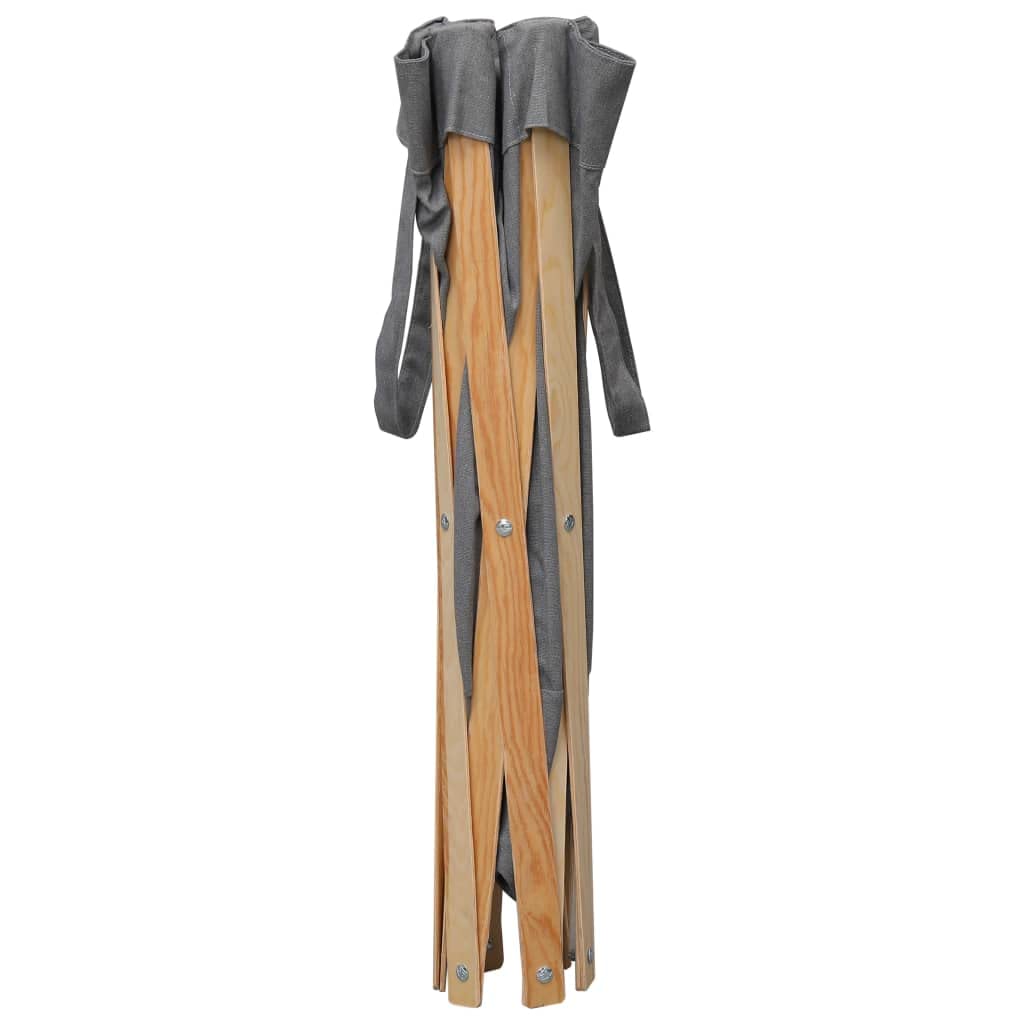 Faltbarer Wäschekorb Grau Holzrahmen Stoffbeutel Pappelholz Canvas 42 x 70 cm für Schlafzimmer und Badezimmer