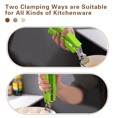 2 Pack Hot Plate Gripper Clips Holder Tongs for Moving Hot Plate Bowls Pizza Pan Air Fryer Microwave Oven with Food Out, Green