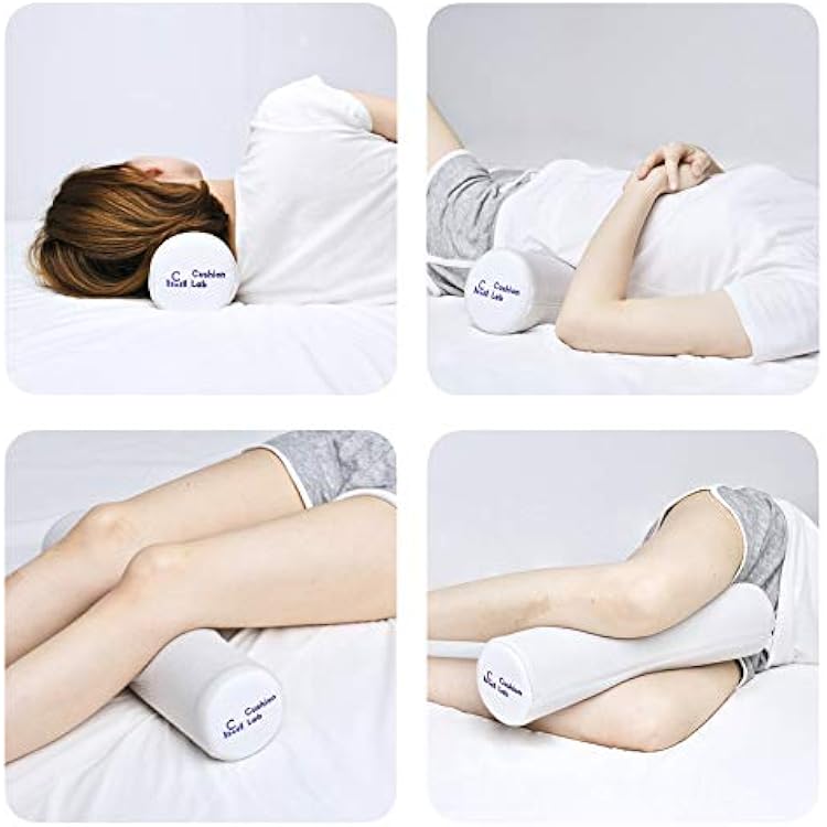 C CUSHION LAB Roll Pillow for Neck Relief - Extra Dense Memory Foam Round Cylinder Bolster for Cervical Support, Spondylosis, Neck Pain Relief, Spine Lumbar Traction - Washable Cover & Travel Bag