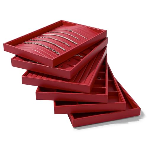 Papten 24-Grid PU Leather Jewelry Tray for Ring & Earring Storage Red by Papten - Image 9