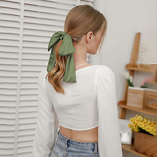 Silk Satin Hair Bow Scrunchies - 3Pcs Solid Bow Hair Ties Scrunchy Bowknot Ponytail Holder For Women Or Girls #TOP6