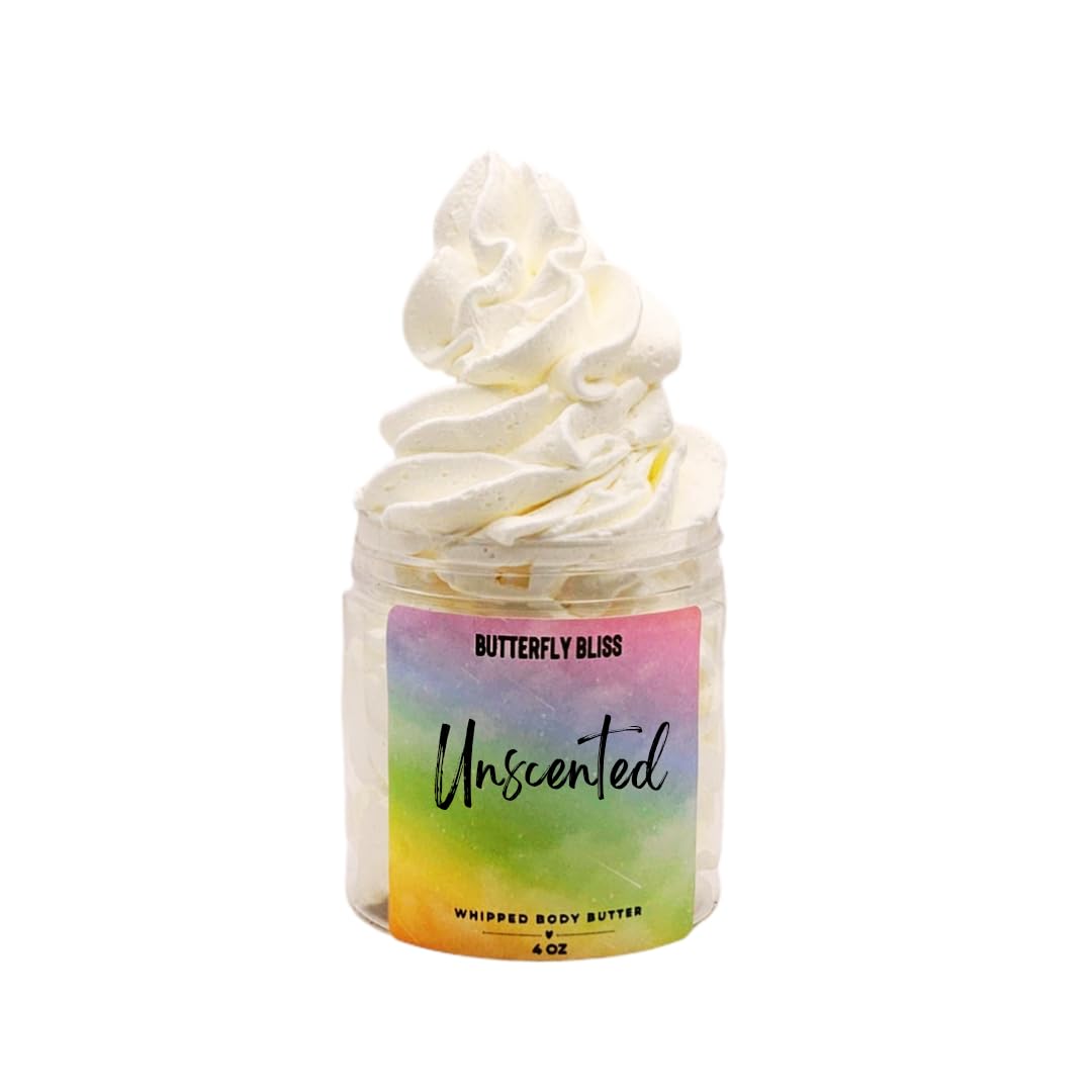Unscented Whipped Body Lotion – Fragrance-Free Moisturizer for Sensitive Skin & Eczema – Shea Butter, Mango Butter, Coconut Oil – Vegan, Paraben-Free Skincare – 4 oz Jar